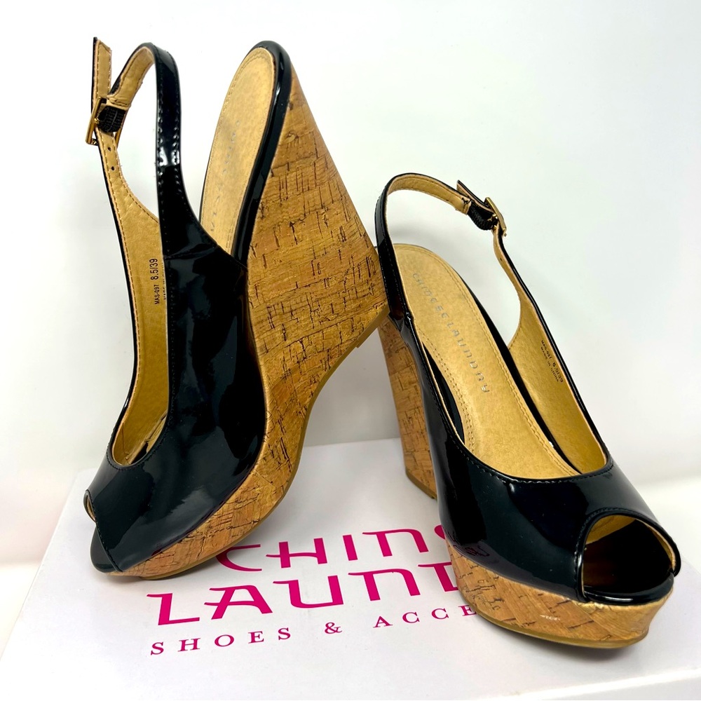 Peep toe patent, leather wedge by Chinese Laundry Z-Marlin